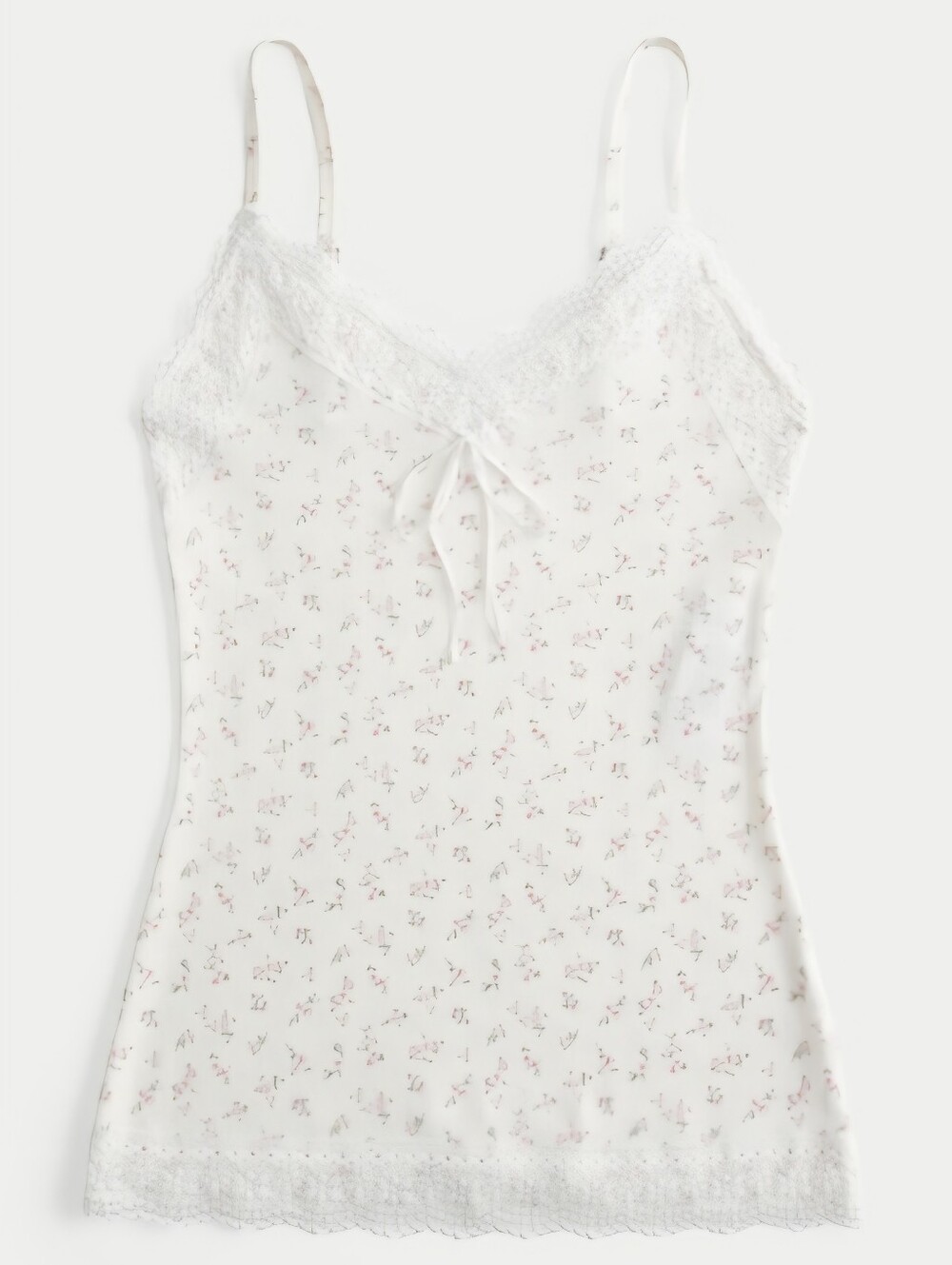 Hollister Lace Trim Cami WHITE FLORAL, Medium